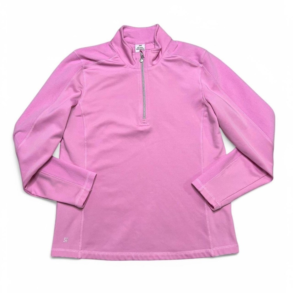 Daily Sports Pullover Womens XL Pink 1/4 Zip Fleece Trim Long Sleeve Active Top